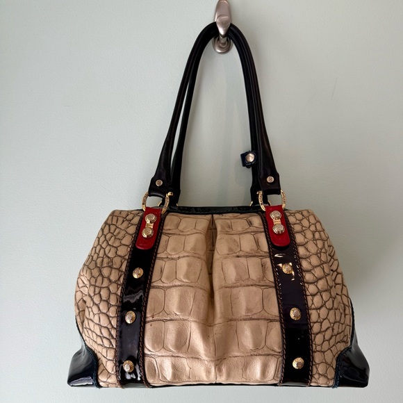 Fabulous Marino Orlandi Beige Croc Leather Large Boxy Purse Bag EUC Statement - Picture 8 of 14